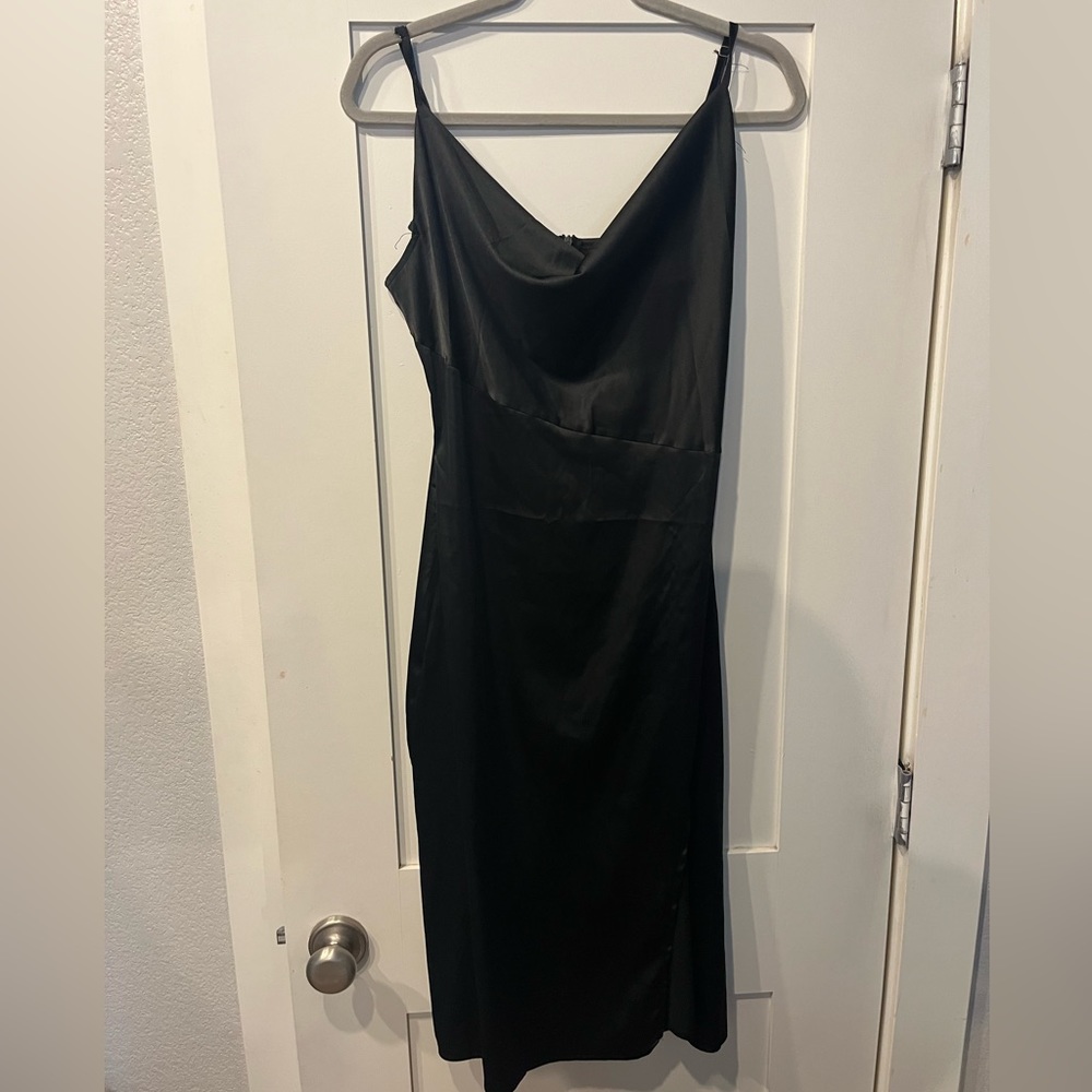 Black silk slip dress